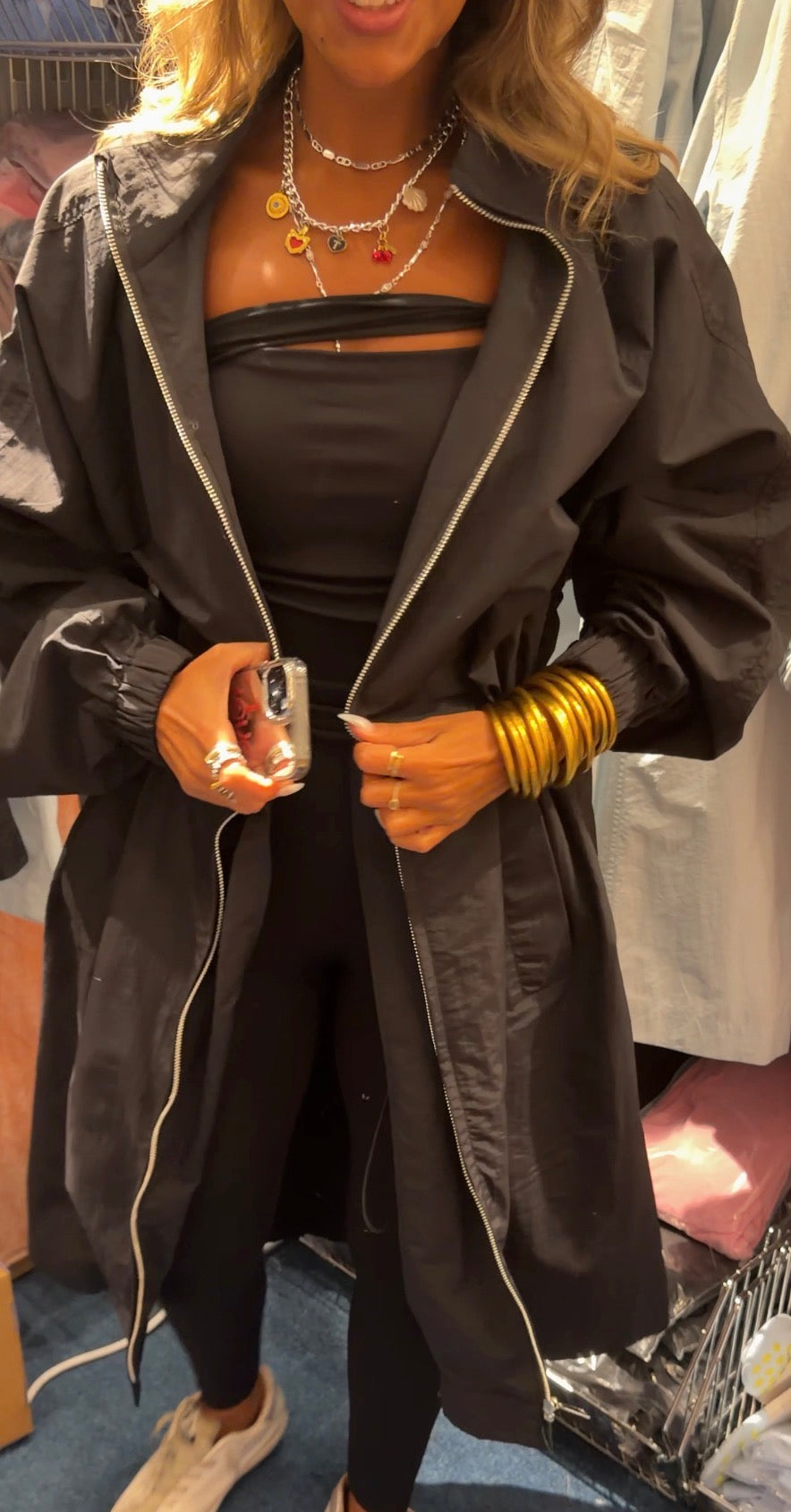 Long windbreaker Black