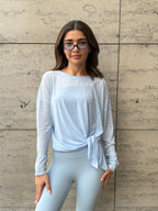 pastel blue wrap top