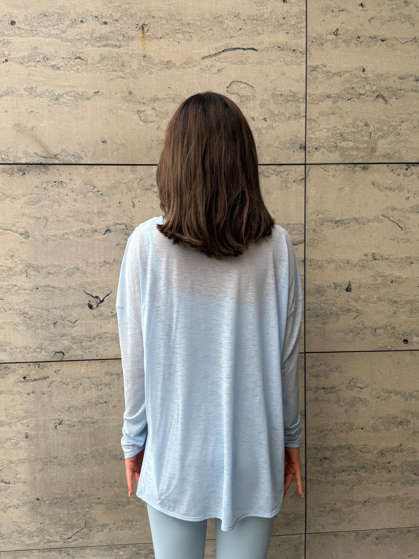 pastel blue wrap top