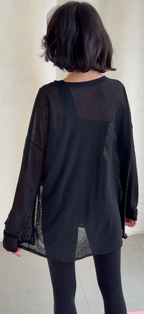 Jet black wrap top