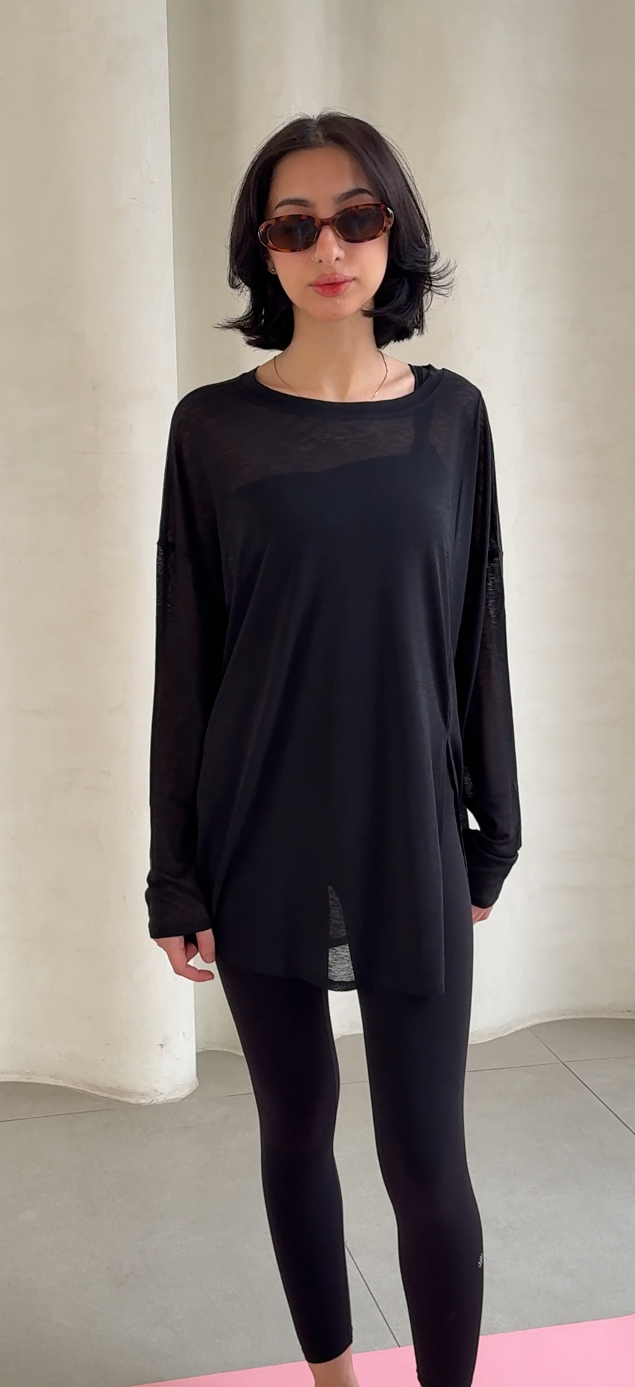Jet black wrap top